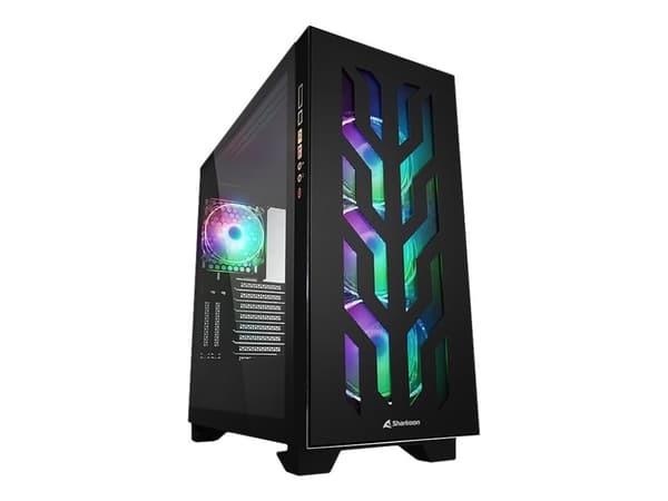 Sharkoon Elite Shark CA300T - - utökad ATX/SSI EEB - genomskinlig sidopanel (härdat glas) - ingen strömförsörjning - svart - USB/ljud
