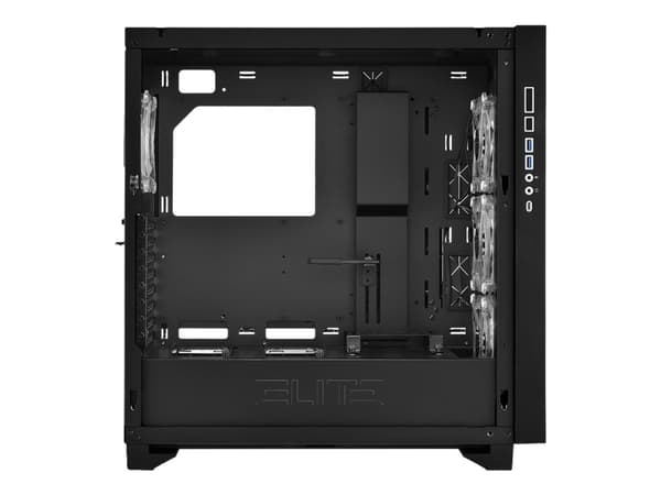 Sharkoon Elite Shark CA300T - - utökad ATX/SSI EEB - genomskinlig sidopanel (härdat glas) - ingen strömförsörjning - svart - USB/ljud