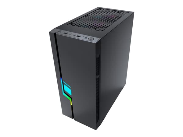 Gembird Fornax 2000 RGB, Midi Tower, PC, Musta, ATX, ITX, mikro ATX, SPCC, Karkaistu lasi, Pelaaminen