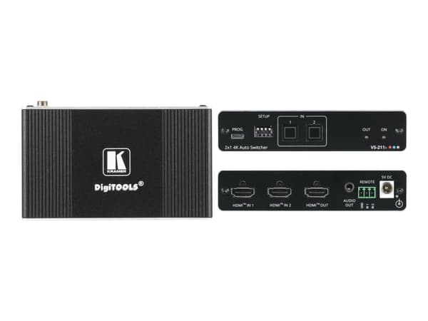 Kramer DigiTOOLS VS-211X - Video-/ljudomkopplare - 2 x HDMI - skrivbordsmodell