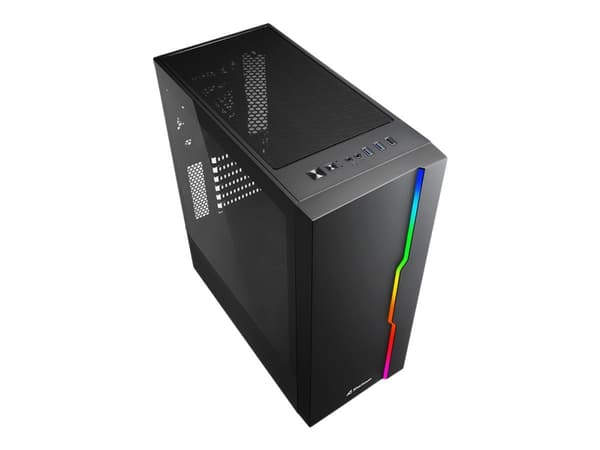 Sharkoon RGB Slider - Mid tower - ATX - genomskinlig sidopanel (härdat glas) - ingen strömförsörjning - svart - USB/ljud