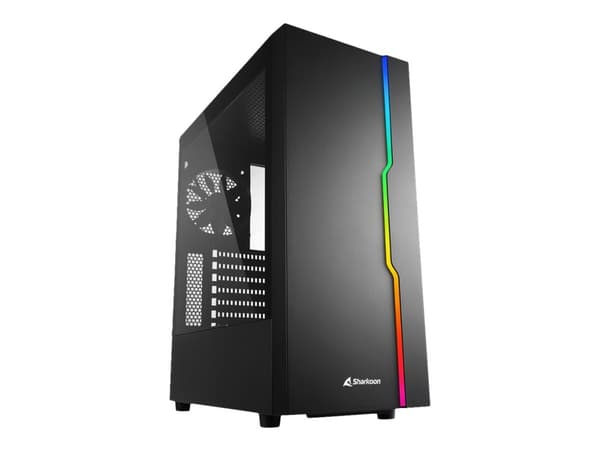 Sharkoon RGB Slider - Mid tower - ATX - genomskinlig sidopanel (härdat glas) - ingen strömförsörjning - svart - USB/ljud