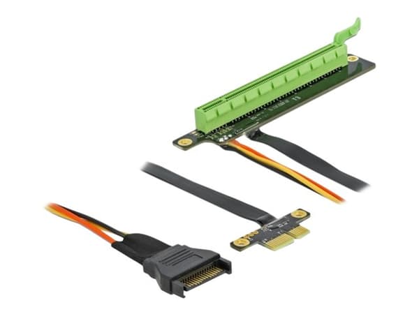 Delock PCI Express x1 til x16 med fleksibel kabel - Utvidelseskort Sort, Grønn