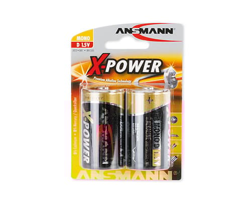 Ansmann X-Power alkalisk batteri, mono (D), pakke med 2 batterier med et meget godt pris/ytelsesforhold for alle bruksområder (5015633)