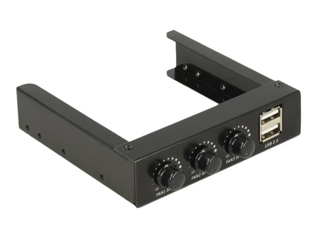 Delock 3.5" Front Panel > 2 x USB 2.0 and fan control - Portpanel till lagringsfack - USB 2.0 x 2 - svart