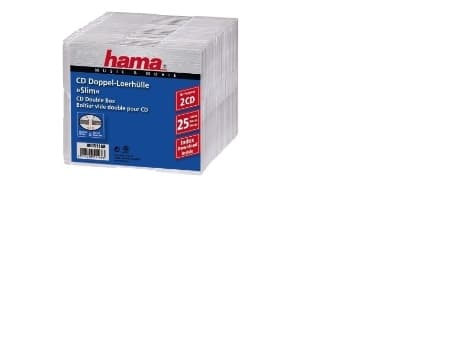 Hama - Tynn CD-oppbevaringseske - kapasitet: 2 CD - gjennomsiktig (en pakke 25)