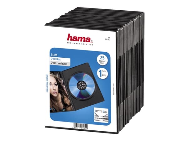 Hama DVD Slim Box 25, Black, 1 levyt, Musta