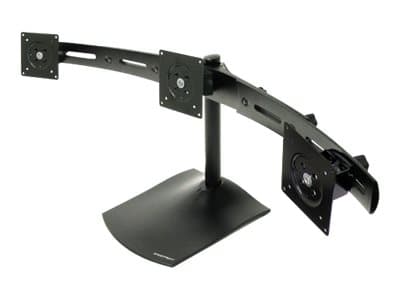 Ergotron DS100 Triple-Monitor Desk Stand - Stativ - for 3 LCD-skjermer - aluminium, stål - svart - skjermstørrelse: inntil 21" - skrivebordsmonterbar