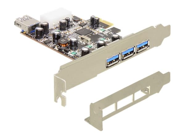Delock PCI Express Card > 3 x extern + 1 x intern USB 3.0 - USB-adapter - PCIe låg profil - USB, USB 2.0, USB 3.0 - 4 portar