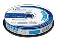 MediaRange Inkjet Fullsurface-Printable - 10 x BD-R - 25 GB 6x - hvit - blekkstråleskrivbar overflate - spindel