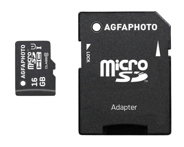 AgfaPhoto - Flashminnekort (microSDHC til SD-adapter inkludert) - 16 GB - microSDHC UHS-I