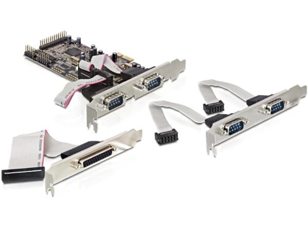 Delock PCI Express card 4 x serial, 1x parallel - Parallell / seriell adapter - PCIe - RS-232 - 4 porter + 1 x parallelport
