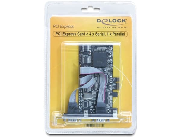 Delock PCI Express card 4 x serial, 1x parallel - Parallell / seriell adapter - PCIe - RS-232 - 4 porter + 1 x parallelport