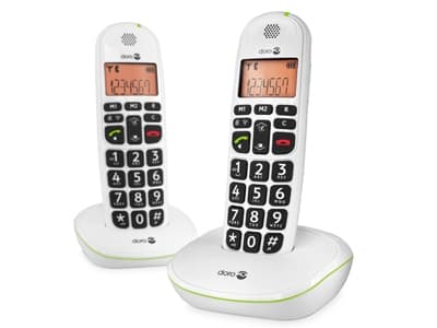 DORO PhoneEasy 100W Duo - Trådlös telefon med nummerpresentation - DECT\GAP - vit + 1 extra handuppsättning