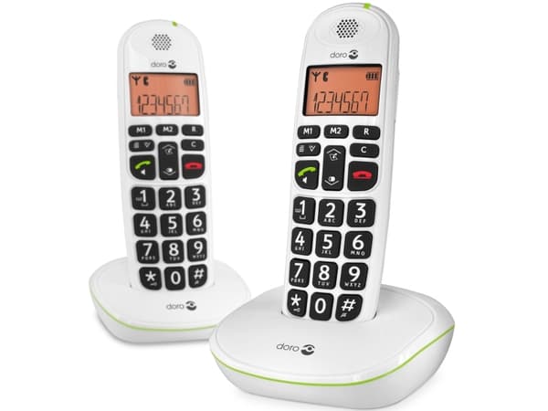 DORO PhoneEasy 100W Duo - Trådlös telefon med nummerpresentation - DECT\GAP - vit + 1 extra handuppsättning