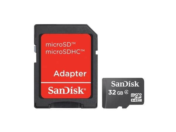 SanDisk - Flashminnekort (microSDHC til SD-adapter inkludert) - 32 GB - Class 4 - microSDHC - svart