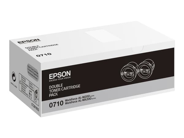 Epson AL-M200/MX200 väriainekasetti kahden kappaleen pakkaus 2 x 2,5k, 5000 sivua, Musta, 1 kpl