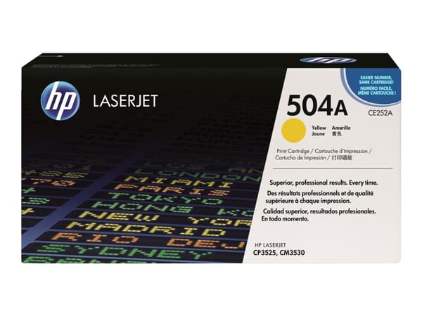 HP 504A - Gul - original - LaserJet - tonerkassett (CE252A) - för Color LaserJet CM3530 MFP, CM3530fs MFP, CP3525, CP3525dn, CP3525n, CP3525x