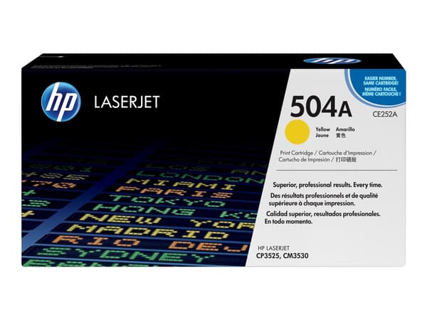 HP 504A - Gul - original - LaserJet - tonerkassett (CE252A) - för Color LaserJet CM3530 MFP, CM3530fs MFP, CP3525, CP3525dn, CP3525n, CP3525x