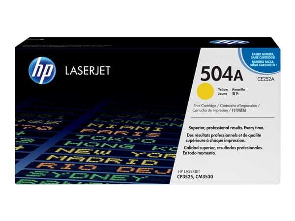 HP 504A - Gul - original - LaserJet - tonerkassett (CE252A) - för Color LaserJet CM3530 MFP, CM3530fs MFP, CP3525, CP3525dn, CP3525n, CP3525x