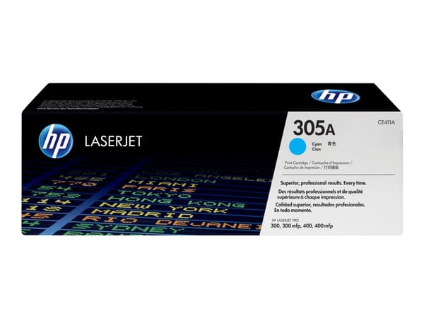 HP 305A - syaani - alkuperäinen - LaserJet - tonerpatron (CE411A) - LaserJet Pro 300 M351, 400 M451, MFP M375, MFP M475, LaserJet Pro 300 M351, 400 M