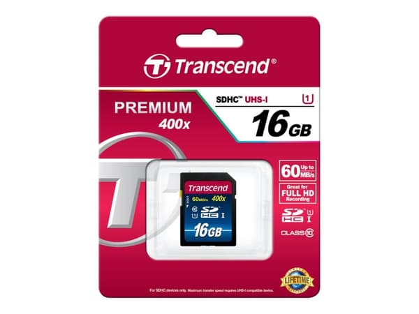 Transcend Premium - Flashminnekort - 16 GB - UHS Class 1 / Class10 - 400x - SDHC UHS-I