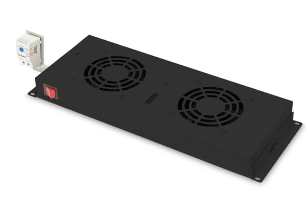 Digitus DN-19 FAN-2-HO-SW - Fläktsats för rack - med termostat - svart - 19"