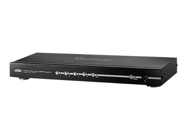 ATEN VanCryst VS482 4-Port Dual View HDMI Switch - Video-/ljudomkopplare - skrivbordsmodell, rackmonterbar