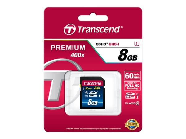 Transcend Premium - Flash-minneskort - 8 GB - UHS Class 1 / Class10 - 400x - SDHC UHS-I