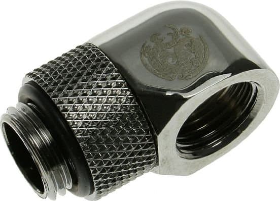 Bitspower BP-BS90R - Liquid cooling system rotational angled extender - svart gnistring