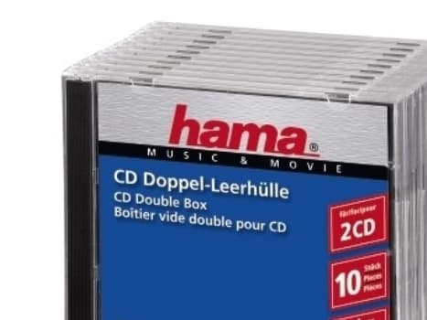 Hama CD Double Jewel Case Standard, Pack 10, 2 diskar, Transparent