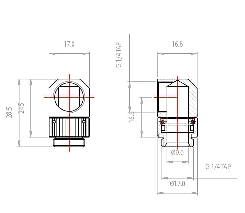 Koolance NZL-LXG1 Swiveling Elbow - Inpassning till vätskekylsystem