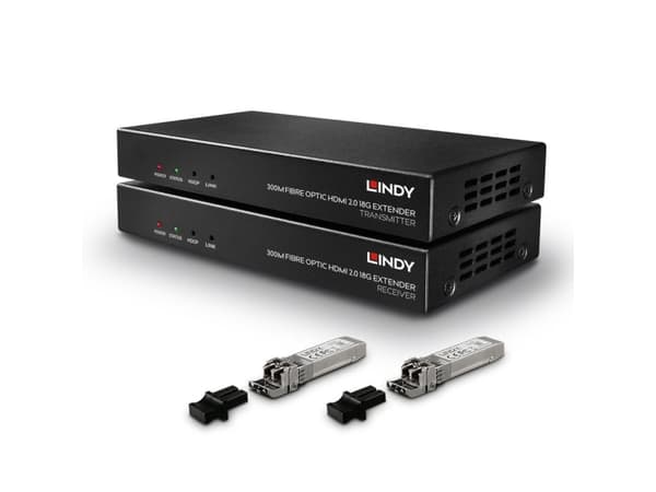 Lindy 38174, 3840 x 2160 piksler, AV-sender og -mottaker, 300 m, Koblet med ledninger (ikke trådløs), Sort, HDCP