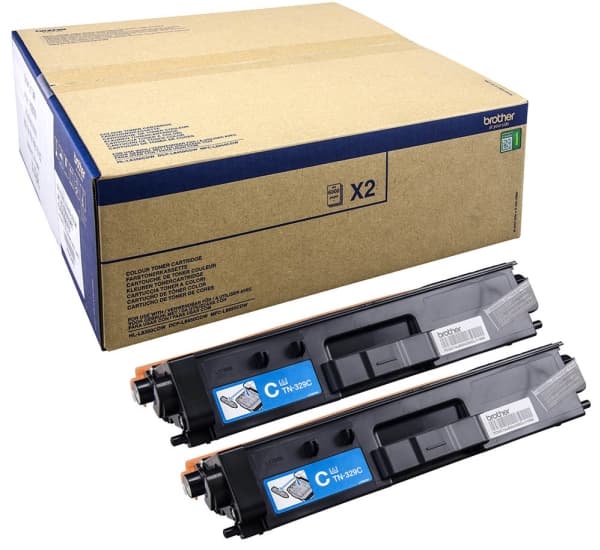 Brother TN329C - 2-pack - cyan - original - tonerpatron - for Brother DCP-L8450CDW, HL-L8350CDW, HL-L8350CDWT, MFC-L8850CDW
