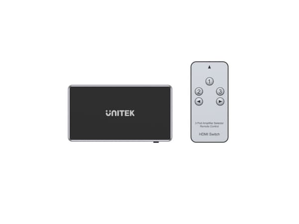 Unitek - Video/lyd splitter/bryter - 3 in, 1 out, 4K x HDMI - stasjonær
