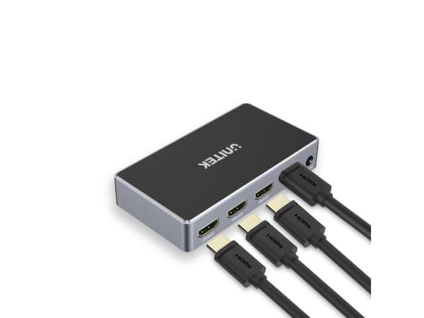 Unitek - Video/lyd splitter/bryter - 3 in, 1 out, 4K x HDMI - stasjonær
