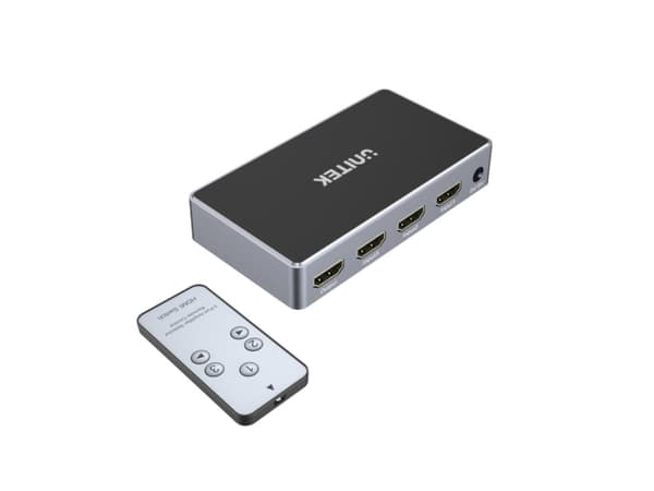 Unitek - Video/lyd splitter/bryter - 3 in, 1 out, 4K x HDMI - stasjonær