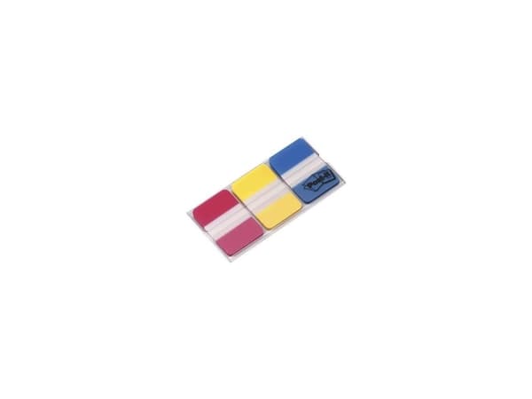 Post-it Index 686-RYB - Flikar med dispenser - 25.4 x 38.1 mm - 66 ark (3 x 22) - gul, blå, röd