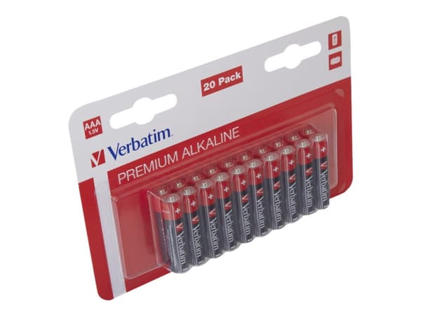 Verbatim 49876, Kertakäyttöinen akku, AAA, 1,5 V, 20 kpl, 44,5 mm, 1,05 cm