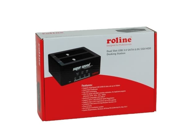 ROLINE 16.01.4122, HDD, SSD, SATA, Serial ATA II, Serial ATA III, 2.5,3.5", 4 TB, USB 3.2 Gen 1 (3.1 Gen 1) Type-B, 5 Gbit/s