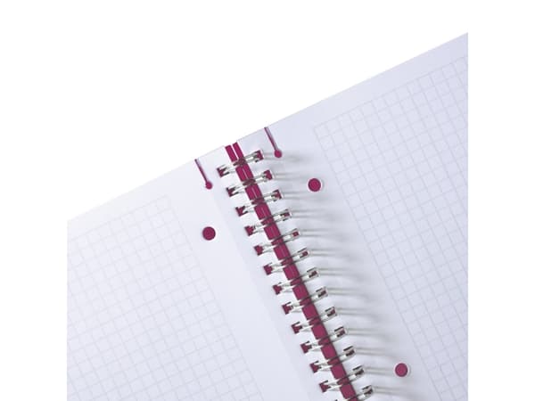 Herlitz to go - Spiralblokk - spiralbundet - A4 - 80 ark / 160 sider - hvitt papir - rutet - berry cover