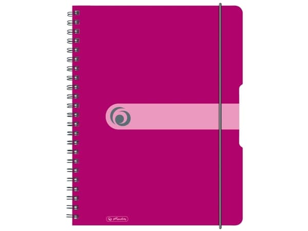 Herlitz to go - Spiralblokk - spiralbundet - A4 - 80 ark / 160 sider - hvitt papir - rutet - berry cover