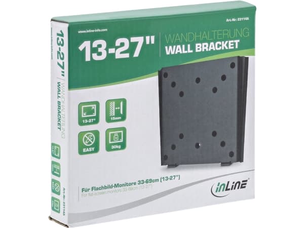 InLine 23114A, 33 cm (13"), 33 cm (13"), 30 kg, 50 x 50 mm, 100 x 100 mm, Sort