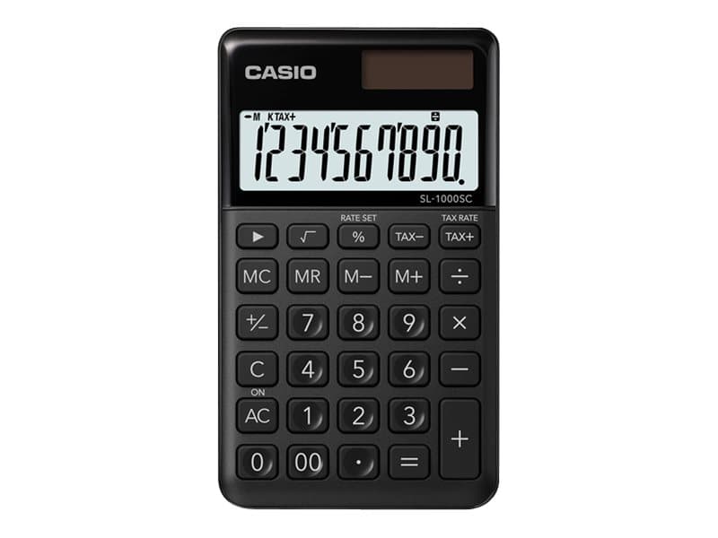 Casio SL-1000SC - Fickkalkylator - 10 siffror - solcellspanel, batteri - svart