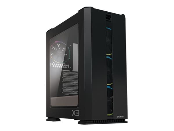 Zalman X3 - Tower - ATX - genomskinlig sidopanel (härdat glas) - ingen strömförsörjning - svart - USB/ljud