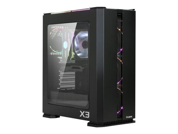 Zalman X3 - Tower - ATX - genomskinlig sidopanel (härdat glas) - ingen strömförsörjning - svart - USB/ljud Svart