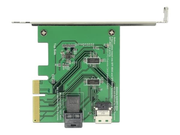 Delock PCI Express x4 Card U.2 NVMe to 1 x internal SFF-8654 4i + 1 x internal SFF-8643 - Low Profile Form Factor - Kontrollerkort - U.2 NVMe - låg p