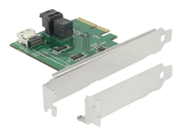 Delock PCI Express x4 Card U.2 NVMe to 1 x internal SFF-8654 4i + 1 x internal SFF-8643 - Low Profile Form Factor - Kontrollerkort - U.2 NVMe - låg p
