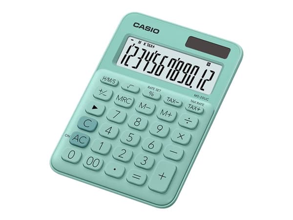 Casio MS-20UC - Skrivbordskalkylator - 12 siffror - solcellspanel, batteri - grön Grön