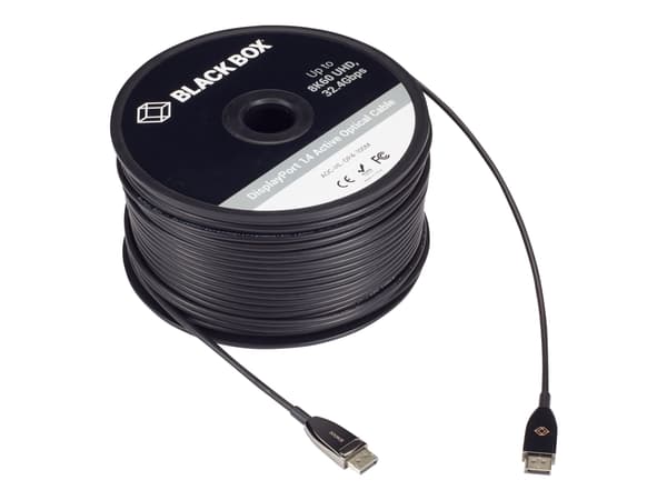 Black Box Active Optical Cable - DisplayPort-kabel - DisplayPort (hann) til DisplayPort (hann) - DisplayPort 1.4 - 100 m - Active Optical Cable (AOC)